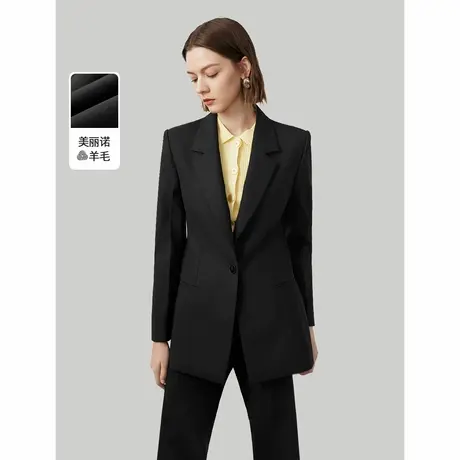 [朗姿奥莱]朗姿纯羊毛廓形职场通勤简约西服外套高级感女2024年春商品大图