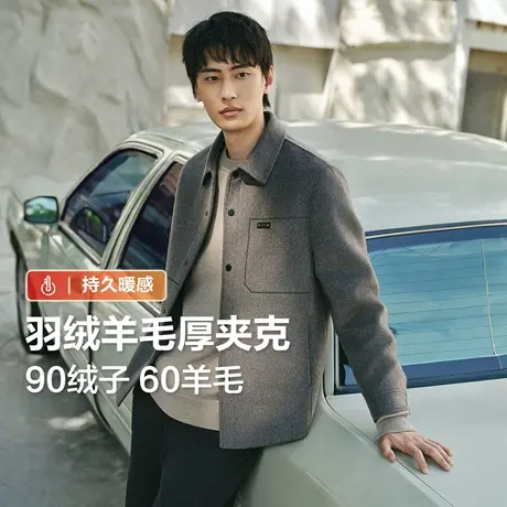 【可拆卸羽绒内胆】红豆男装毛呢外套2025冬季含高品质羊毛短夹克图片
