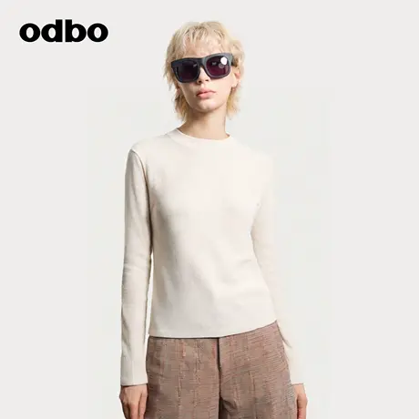 odbo/欧迪比欧打底衫女内搭圆领秋季上衣针织衫长袖简约新款纯色商品大图