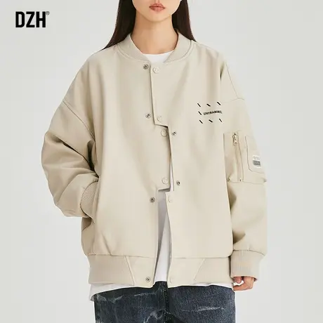 情侣米色PU皮衣外套潮牌男秋季新款2023爆款设计感上衣男士皮夹克商品大图