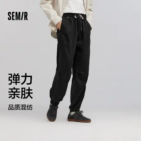 森马休闲裤男宽松束脚裤子2025春季新款伞兵裤时尚百搭松紧腰长XY图片