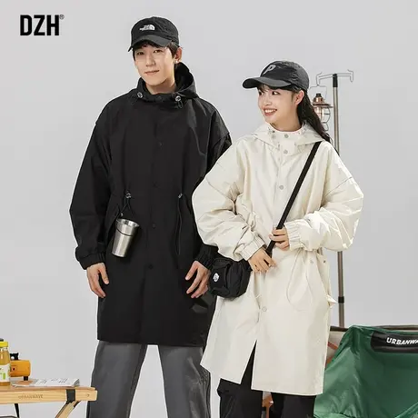 情侣长款风衣男外套秋季高级感休闲男装2023新款连帽夹克防风大衣商品大图