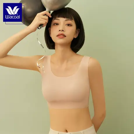 华歌尔Wacoal薄款大胸显小花生插片背心式无钢圈文胸内衣女WC3461图片