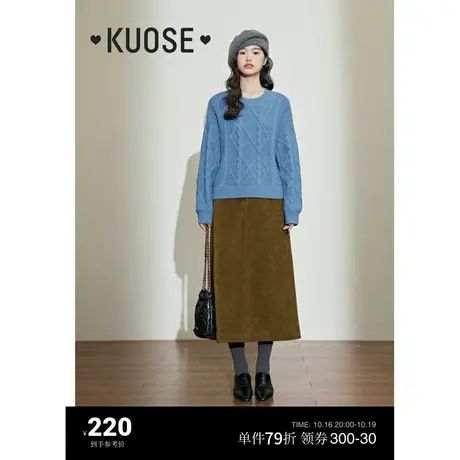 阔色灯芯绒半身裙女2023新款秋冬季直筒裙半裙梨形身材中长裙子图片