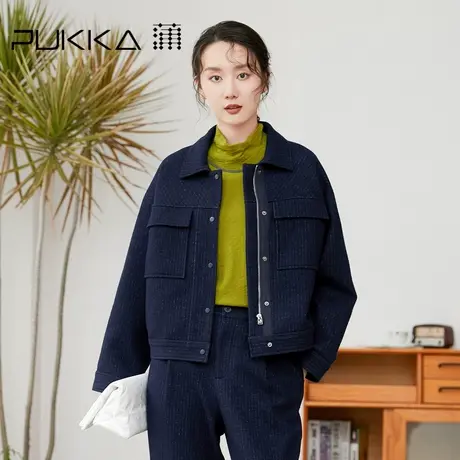 蒲PUKKA 羊毛呢外套女秋冬装宽松设计感时尚气质短款小个子商品大图