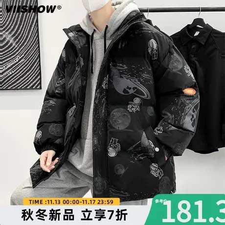 VIISHOW潮牌羽绒棉衣男冬季新款宽松时尚外套休闲立领棉服大码商品大图