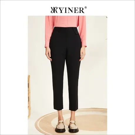 YINER音儿专选女装冬季法式优雅设计感时尚高腰羊毛休闲裤图片