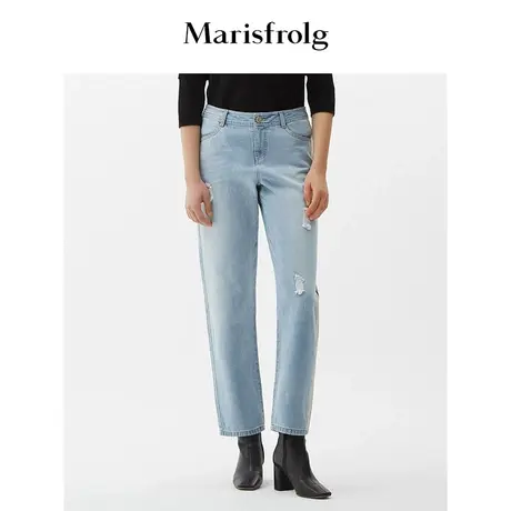【言选好物】玛丝菲尔浅色牛仔裤女装九分裤铅笔裤宽松图片