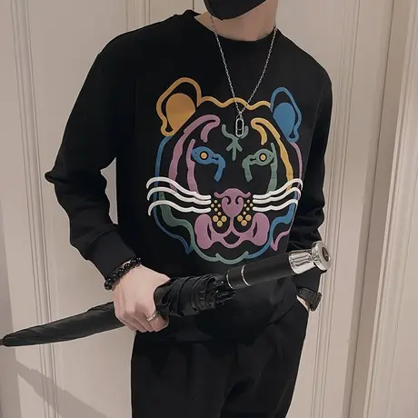 男士印花卫衣冬款潮流百搭虎头外套ins潮牌春季修身高街衣服商品大图