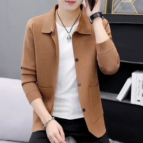 针织衫外套男士潮流春秋款毛衣夹克新款秋装帅气带领休闲时尚开衫图片