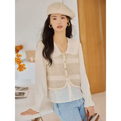 时尚气质小香风衬衫2023年秋季新款淑女温柔甜美减龄显瘦通勤上衣商品大图