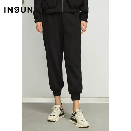 恩裳奥莱春季宽松独特肌理面料拼接束脚休闲裤商品大图