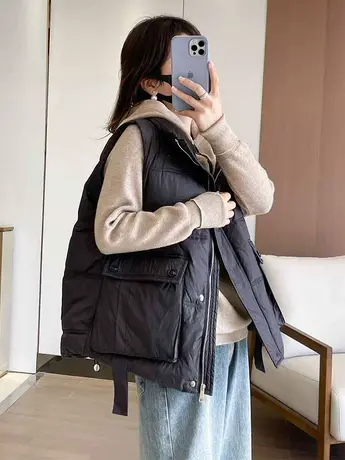 羽绒棉马甲外套女2023秋冬新款韩版短款宽松显瘦休闲无袖背心马夹商品大图