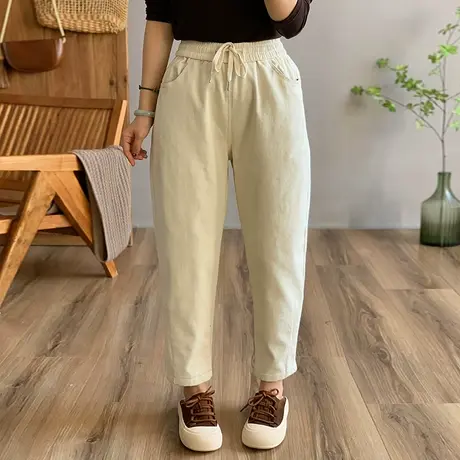 dza 高腰显瘦直筒加绒休闲裤子女秋冬外穿长裤宽松阔腿休闲百搭裤图片