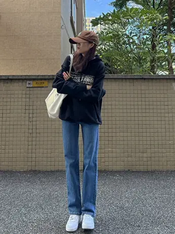 清仓捡漏百搭慵懒风阔腿牛仔裤女新款秋冬高腰显瘦宽松直筒裤潮商品大图