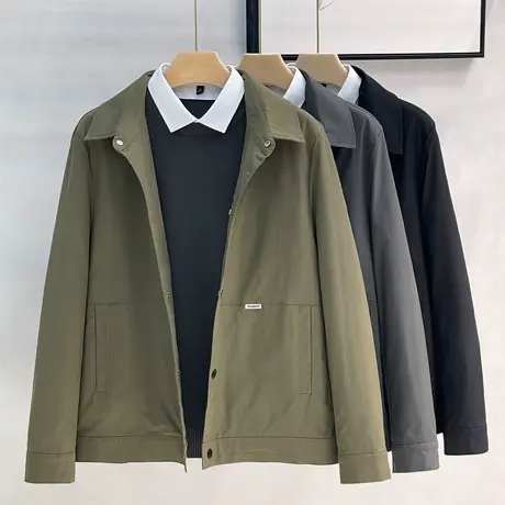 男士夹克春秋季高级感商务休闲男装2023新款薄款翻领痞帅外套上衣图片