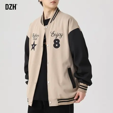 男士美式卡其色棒球服男秋季高级感夹克男生外套2024新款情侣上衣商品大图