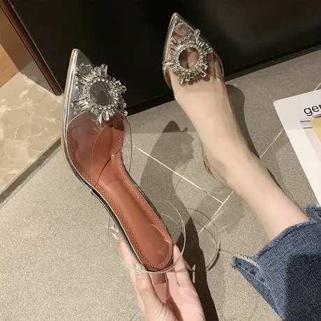 2023春夏新款网红同款水晶钻扣凉鞋女尖头性感仙女百搭细跟高跟鞋商品大图