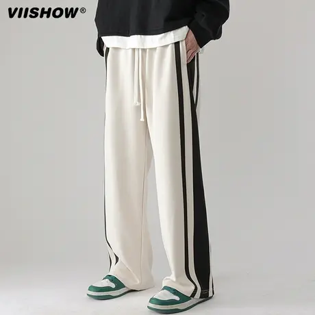 VIISHOW秋冬裤子男生休闲卫裤潮牌宽松直筒运动男士秋季美式长裤商品大图