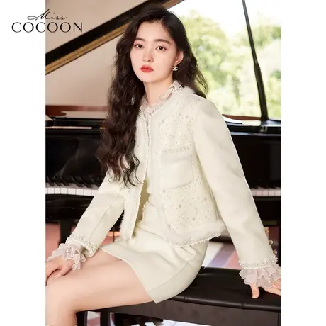 miss COCOON高级小香风毛呢外套女2022新款秋冬装时尚羊毛短外套商品大图