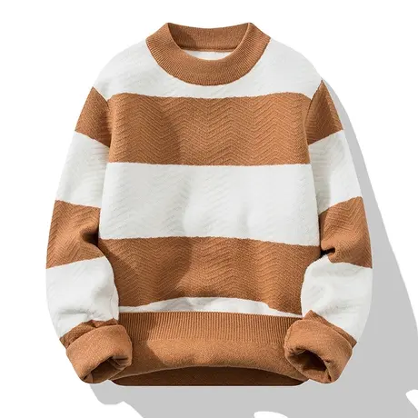 毛衣男圆领秋冬款潮牌撞色百搭针织衫男宽松休闲青少年冬季毛线衣商品大图