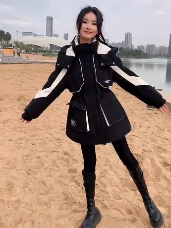 中长款羽绒服外套女2023冬季新款韩版时尚收腰显瘦羽绒派克服上衣商品大图