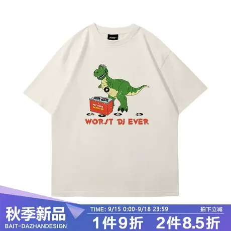 vintage古着感短袖T恤男美式玩具总动员莱克斯夏季宽松潮流上衣女商品大图