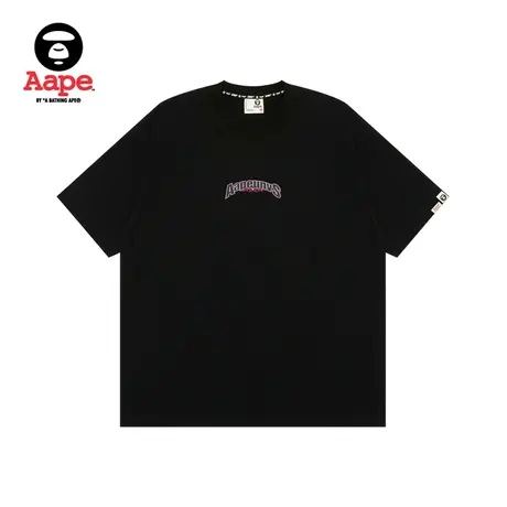 Aape旗舰店男装春夏复古迷彩猿人字母图案印花潮流短袖T恤1437XXM图片