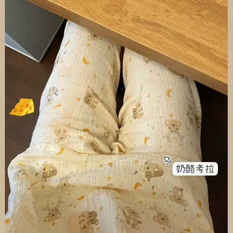 卡通可爱纯棉纱布睡裤宽松休闲家居裤女长裤春秋薄款夏商品大图