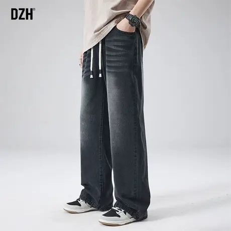 男士黑色复古牛仔裤男春季男裤2024年新款休闲裤直筒长裤高街裤子商品大图