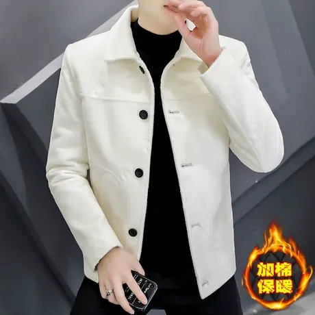 痞帅外套男士毛呢子潮流仿水貂绒夹克加棉加厚冬季保暖男装上衣潮商品大图