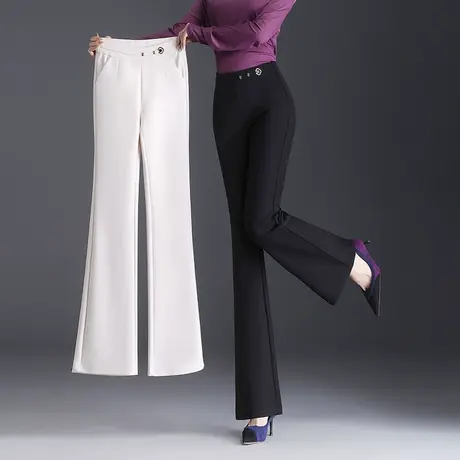 微喇西装裤女秋季2023新款垂感显瘦高腰长裤休闲裤气质妈妈喇叭裤图片