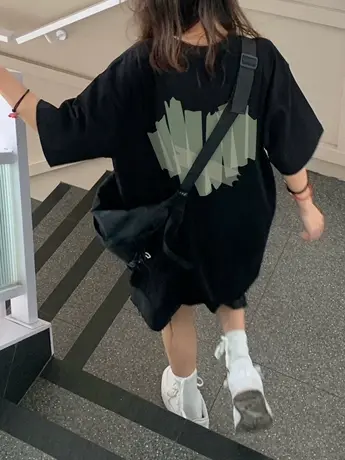 纯棉短袖t恤女小个子夏季oversize美式复古宽松半袖上衣港味chic图片