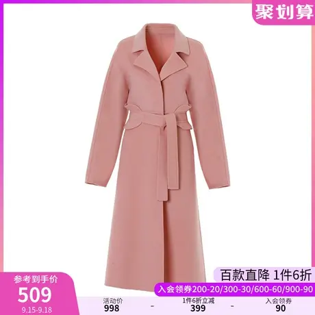 DPLAY德帕拉秋装冬款简约系带双面羊毛呢大衣长外套图片