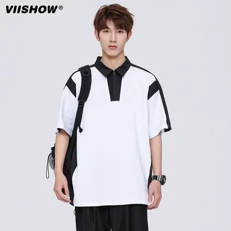 VIISHOW美式短袖POLO衫短袖男2023春季男女潮牌情侣翻领上衣图片