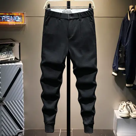 春夏款黑色百搭休闲裤男修身小脚百搭男士束脚韩版潮流宽松男装款商品大图