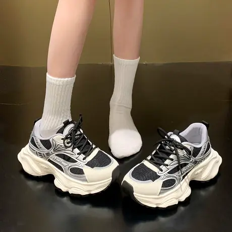 老爹鞋女2024年春秋新款松糕厚底百搭运动鞋小个子增高防滑休闲鞋商品大图