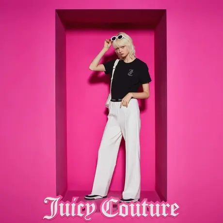 Juicy Couture橘滋2023新款闪亮系烫钻logo短袖T恤图片