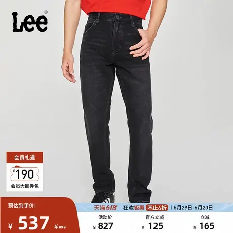 Lee商场同款25春夏新品741舒适中腰锥形五袋款黑灰色男牛仔裤潮流商品大图