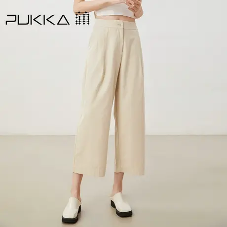 蒲PUKKA   慵懒风萝卜裤女九分裤气质简约2023新款挺括直筒休闲裤图片