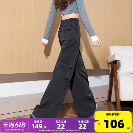 唐狮2025春季新款女休闲裤宽松直筒阔腿显瘦工装长裤百搭灰色裤子图片