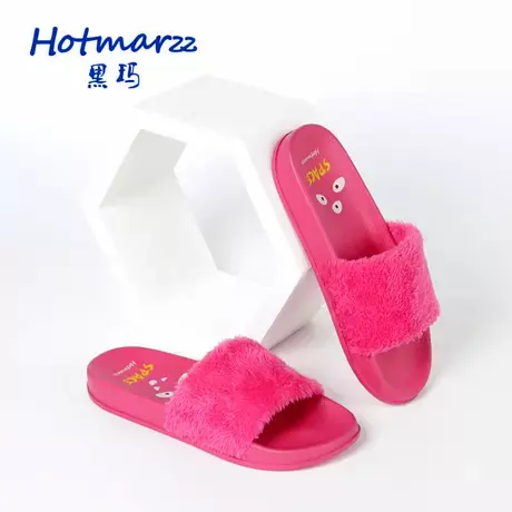 hotmarzz/黑玛厚底毛毛拖鞋女外穿秋冬季网红ins潮居家软底一字拖商品大图
