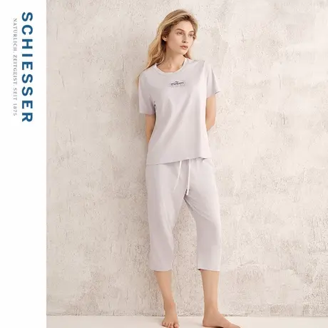 SCHIESSER舒雅25年春夏新品女莱赛尔棉柔软丝滑带胸垫家居服套装图片