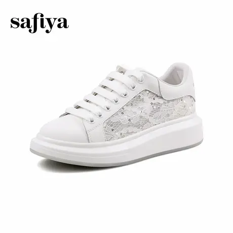 Safiya索菲娅小白鞋夏蕾丝网面透气厚底增高运动休闲百搭麦昆板鞋商品大图