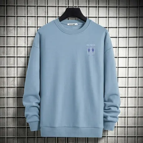 男士卫衣秋冬款宽松潮流百搭摇粒绒加绒加厚圆领无帽上衣长袖t恤商品大图