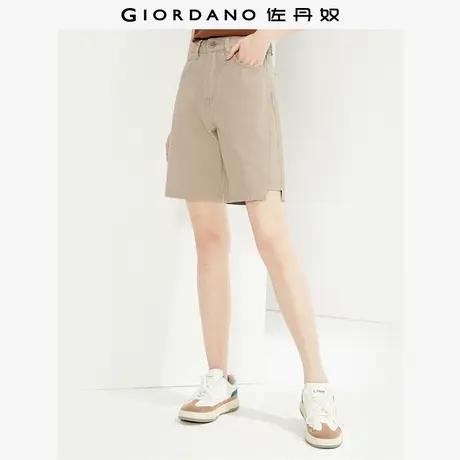 佐丹奴短裤女夏季新款纯棉彩牛梭织拼接开叉中腰休闲短裤13404306商品大图