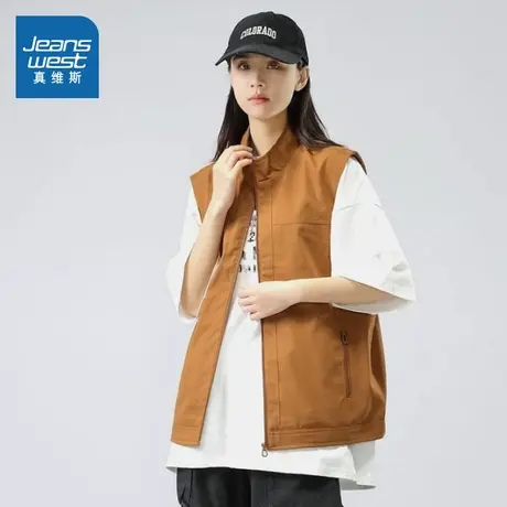 LR真维斯男女同款立领马甲开衫2025秋季新品 时尚露营风背心外套商品大图