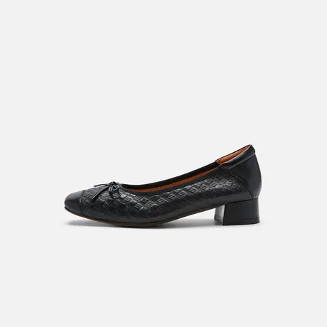 Nine West/玖熙2025年秋新款中跟单鞋女蝴蝶结圆头菱格纹通勤女鞋商品大图