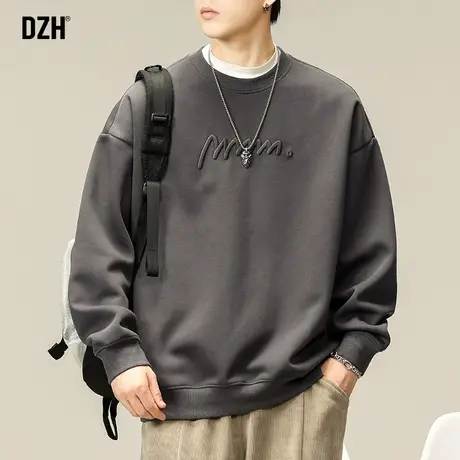 男士圆领卫衣男款春秋季宽松潮牌男2023新款美式外套痞帅情侣上衣商品大图