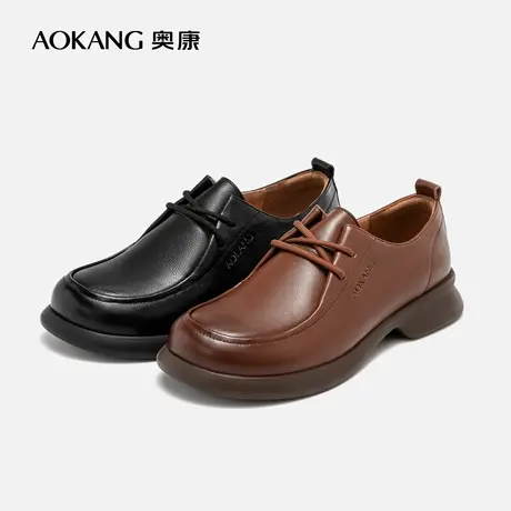 奥康女鞋 秋季新品真皮系带舒适柔软深口单鞋防滑百搭商务小皮鞋商品大图